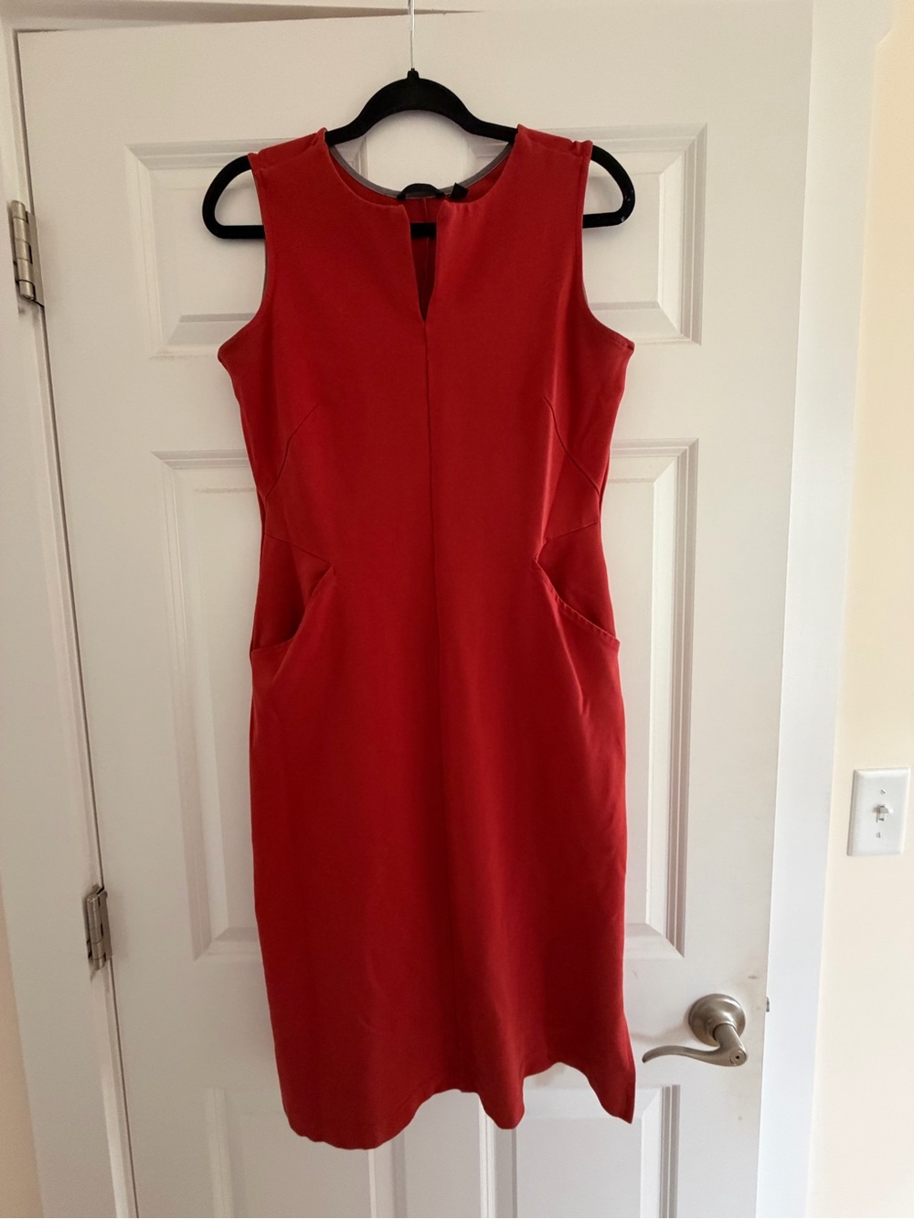 Betabrand Scarlet Sleeveless Midi Sheath Dress